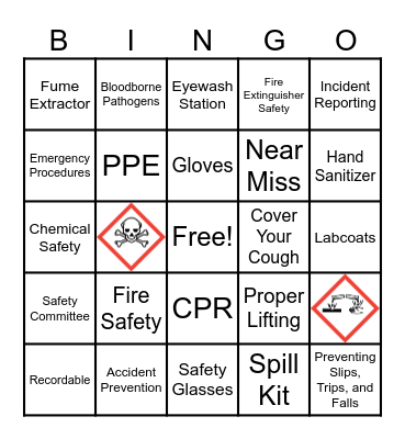 Safety Bingo Card