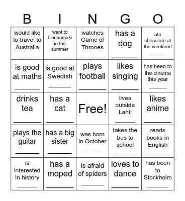 Find someone who... Bingo Card