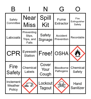 Safety Bingo Card