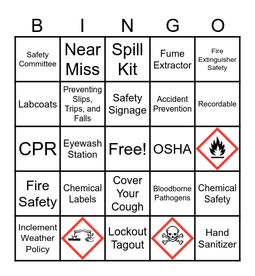 Safety Bingo Card