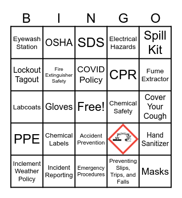 Safety Bingo Card