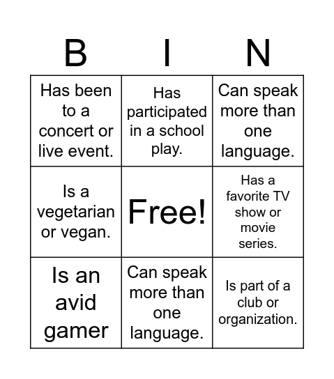 Find someone who... Bingo! Bingo Card