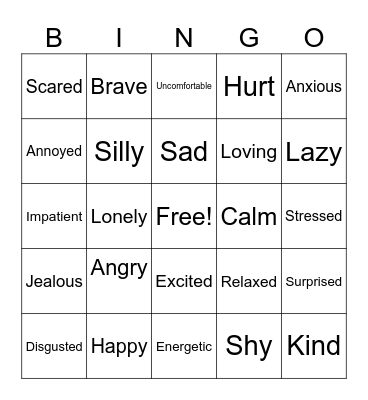 Feelings Bingo Card