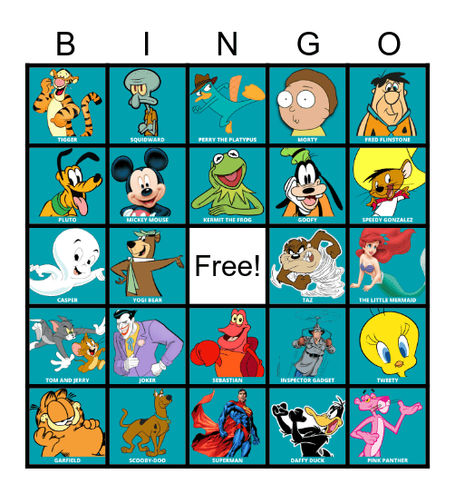 CARTOON BINGO Card