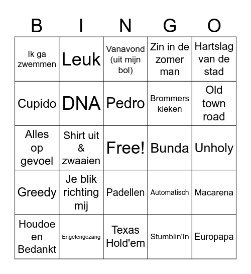 Bingo Fuif  Wessel-Lou-Bram Bingo Card