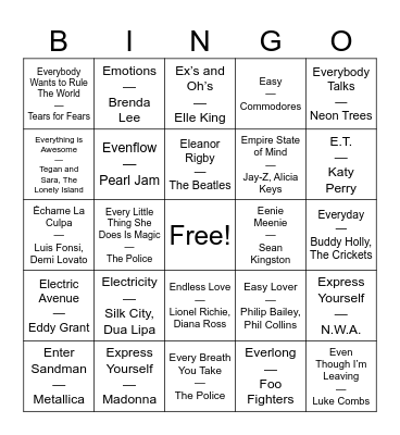 E-Bingo Card