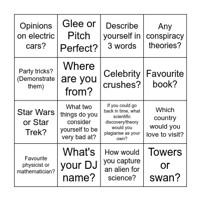 PaM Ice-Breaker Bingo Card