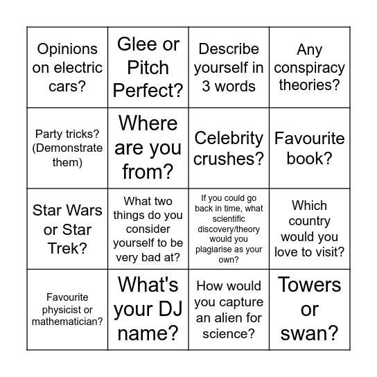 PaM Ice-Breaker Bingo Card