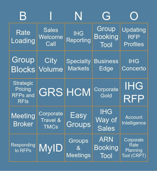 Hotel Sales Support Bingo Card