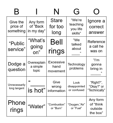 Fire EMS Bingo Card