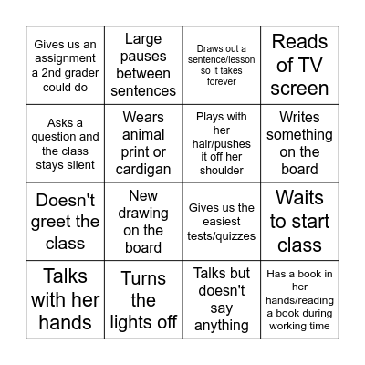 English Bingo!! Bingo Card