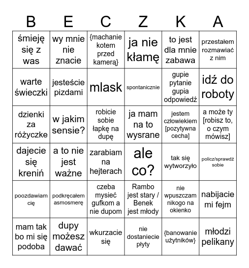 melin bingo 2.0 Bingo Card