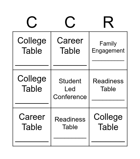 College & Career Readiness Bingo Card