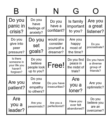Who am I? Bingo Card