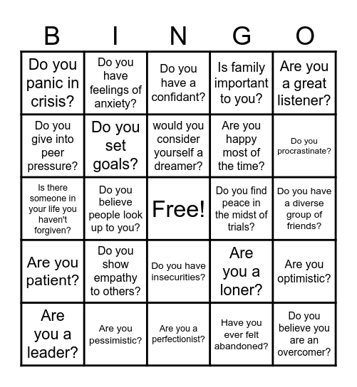 Who am I? Bingo Card