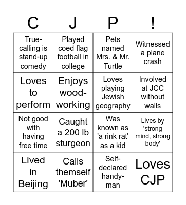 CJP Bingo Card