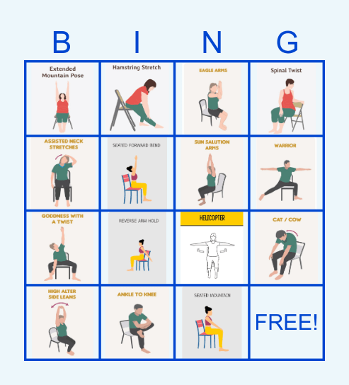 Chair Yoga Bingo Card