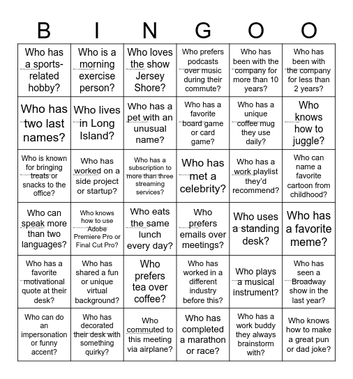 A+E Digital Team BINGO! Bingo Card