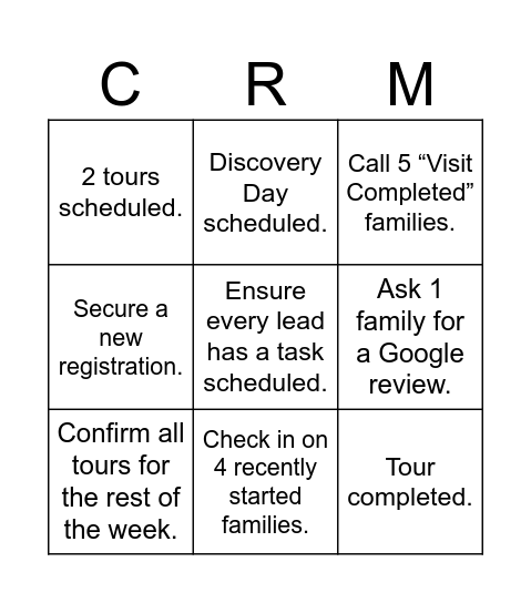 CRM Bingo Card