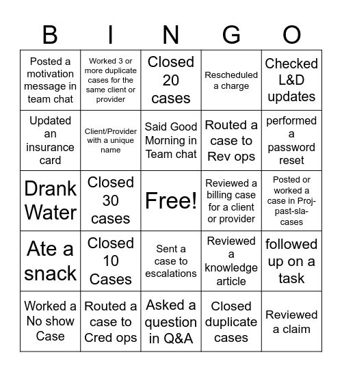 SonderMind Billing Bingo Card