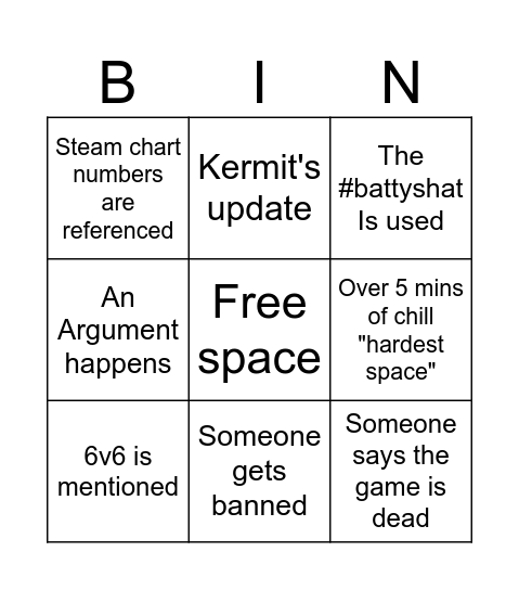 QC Discord Genral chat bingo Card