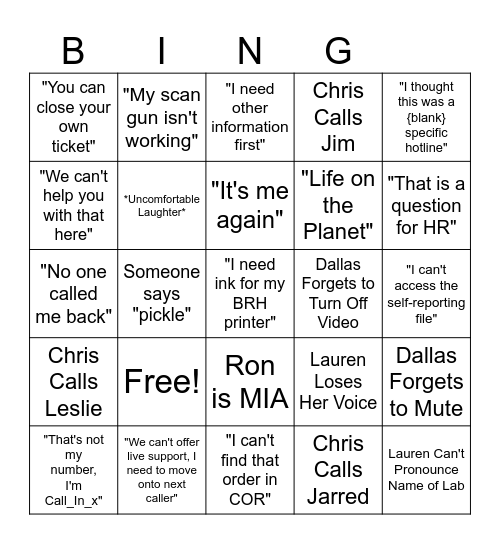 Project Sunset Thursday Bingo Card