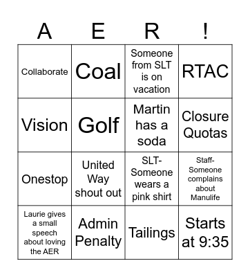 Townhall Bingo Card