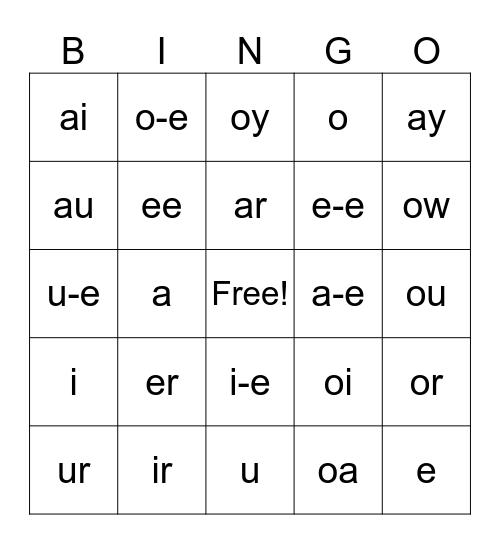 Vowel Team BINGO! Bingo Card