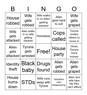 Bad Decision Bingo Card
