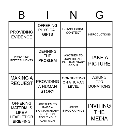 MEETING TECHNIQUE Bingo Card