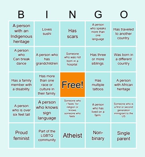 Diversity, Inclusion, & Belonging Bingo Card