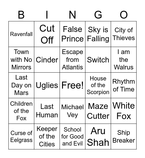 Dystopian, Fantasy, & Sci-Fi Bingo Card