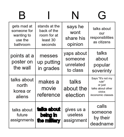 CIVICS BINGO Card