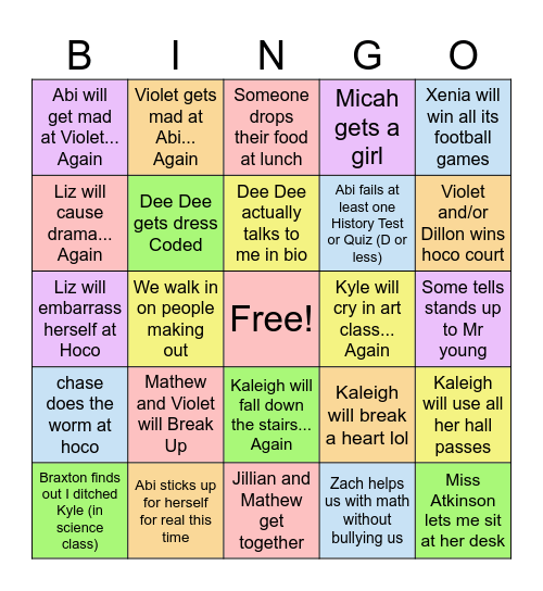 Quarter 1 Bingo Board Bingo Card