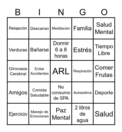 HABITOS SALUDABLES Bingo Card