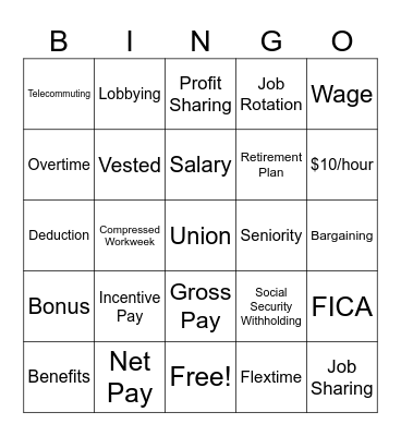 Paycheck Basics Bingo Card
