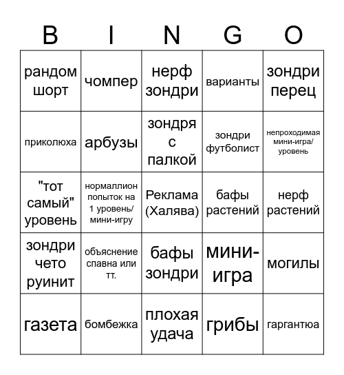 Hwaw Бинго Bingo Card