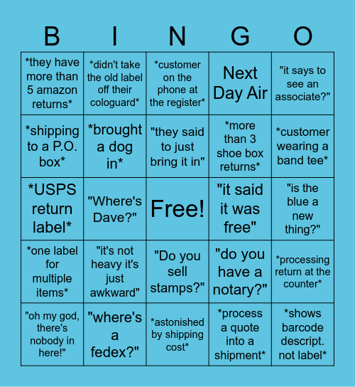 THE UPS STORE #1005 Bingo Card