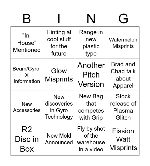 Gyropalooza 2024 Bingo Card