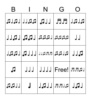 I Got Rhythm! Bingo Card