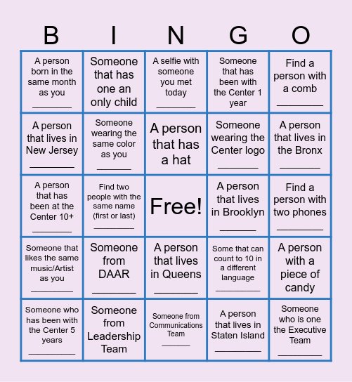 Center for Justice Innovation Bingo Card