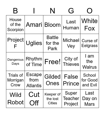 Dystopian, Fantasy, & Sci-Fi Bingo Card
