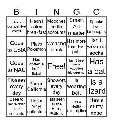 90's Babies Bingo Card