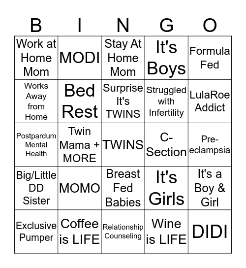 Darling Doubles Meet and Greet Bingo Card