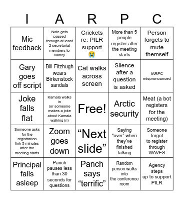 Principals! Bingo Card
