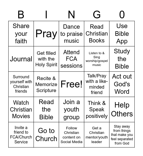 WAYS TO GROW YOUR FAITH! Bingo Card