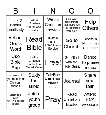 WAYS TO GROW YOUR FAITH Bingo Card