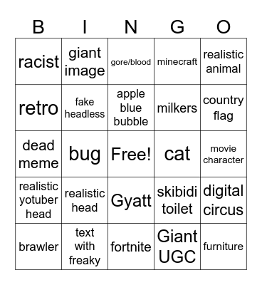 Roblox marketpolace Bingo Card