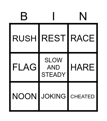THE TORTOISE AND THE HARE Bingo Card