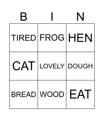 THE FROG, THE CAT, AND THE LITTLE RED HEN Bingo Card